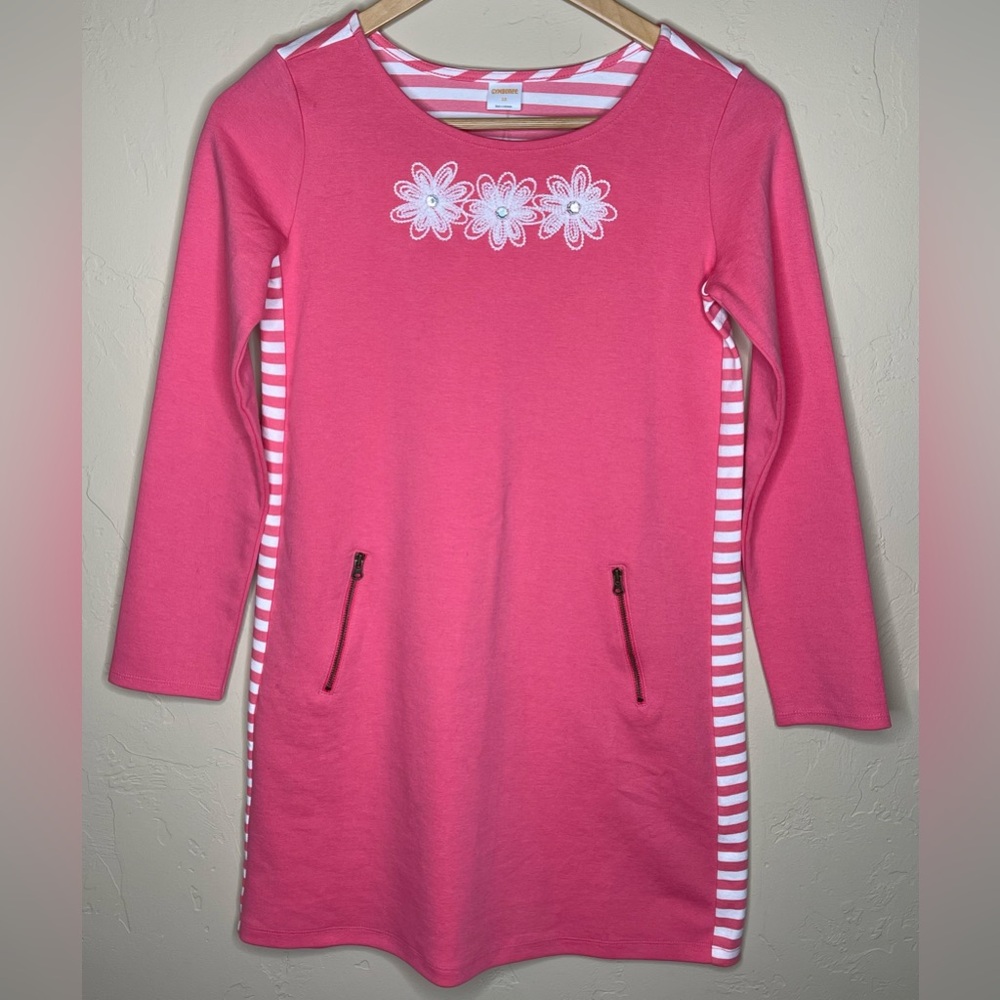 GYMBOREE: Flower/Stripped Long-sleeve Dress. Size 12. NEW